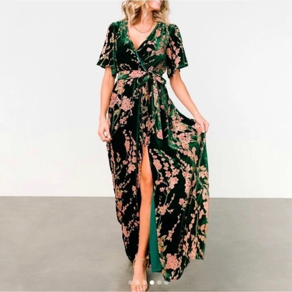 Baltic Born Dresses & Skirts - Baltic Born Uma Velvet Maxi Dress Size XXL Emerald Green Floral Romantic Elegant